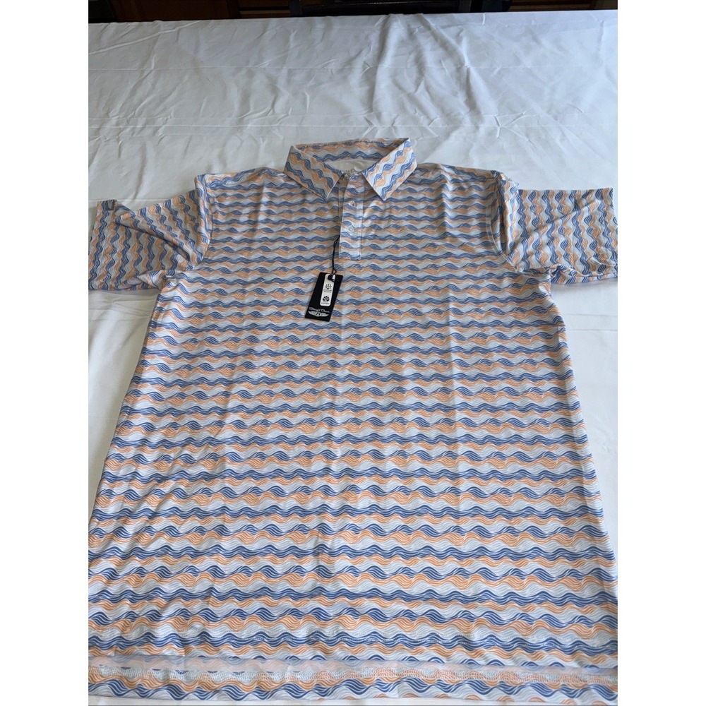 NWT Straight Down Tidal Wave Performance Golf Polo Shirt Men L